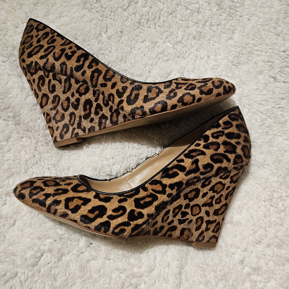 Banana Republic Pony Hair Leopard Wedge - sz 8